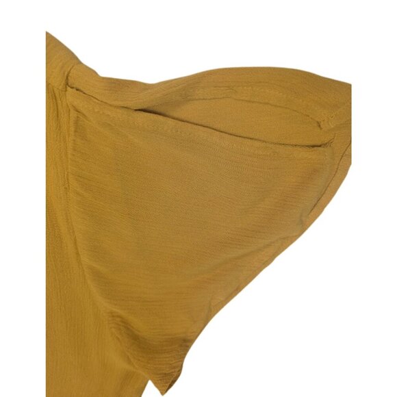 Lulus Harbor Point Mustard Yellow Flutter-Sleeve Mini Wrap Dress — Size M - Picture 4 of 12